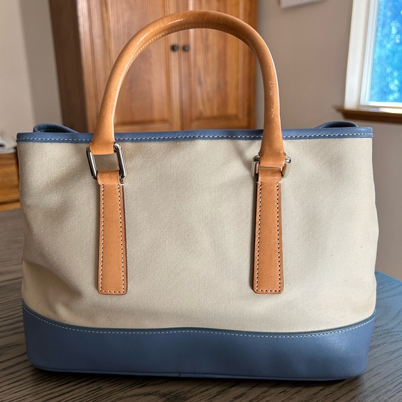 Vintage Coach Canvas & Blue Leather Bag - Picture 2 of 13